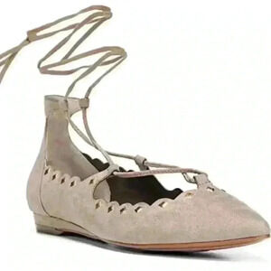 Carlos Santana Lace Up Tan Ivory Beige Ballerina Flats Women’s Size 10